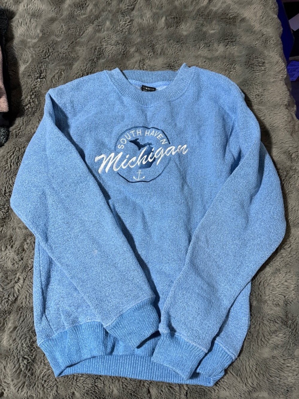 South Haven Michigan Blue Terry Crewneck Sweatshirt - Picture 8 of 9